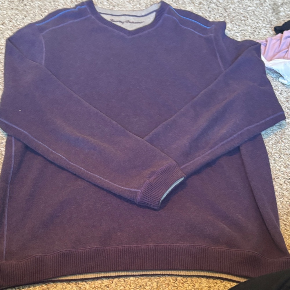 Tommy Bahama Purple V-Neck Sweater
